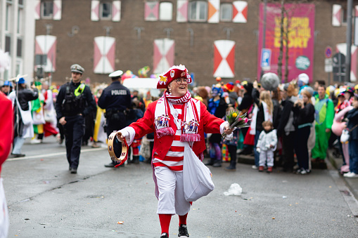 Cologne, Germany - February 11, 2024: On Carnival Sunday in Cologne, there are the traditional parades of schools and societies,(Schull- un Veedelszöch),