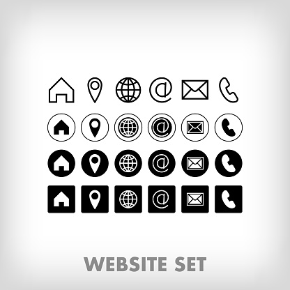 Icon template such as location, home, site, phone and mail. vector