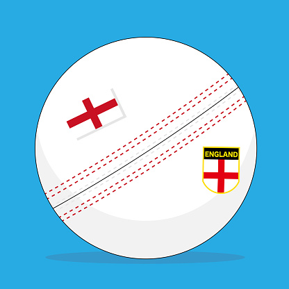 Cricket ball representing England team, with shadows.