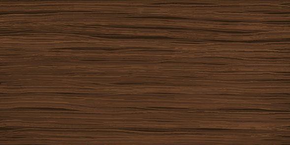 Uniform walnut wooden texture with horizontal veins. Vector wood background. Lining boards wall. Dried planks