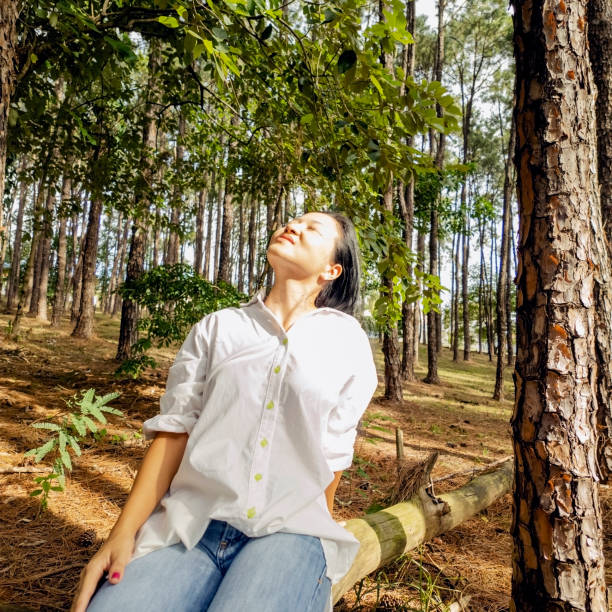 istock Japanese woman in a tree area. 2005764405