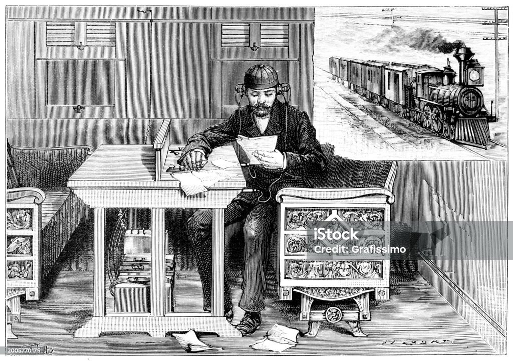 1886 Train Communication Between Railroad Station And Running Train 1886 Stock ...