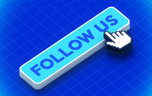 Follow us people social network cursor button background.