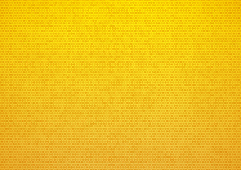 Seamless yellow hexagonal abstract digital honey comb textured surface background vector illustration.