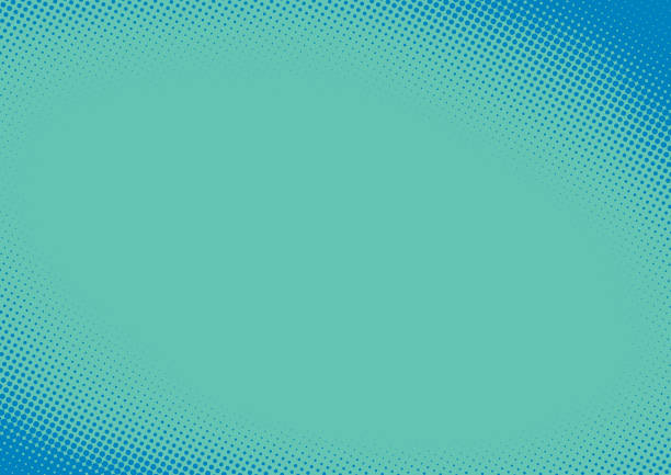 biru pirus pop art komik halftone latar belakang dots - pop art ilustrasi stok