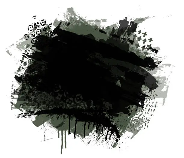 Vector illustration of Black grunge brush textures and patterns vector