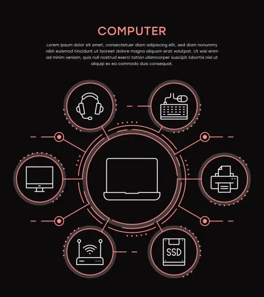 Vector illustration of Computer Infographic Template