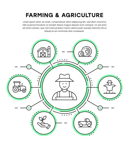 Vector illustration of Farming and Agriculture Infographic Template