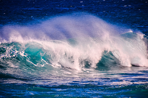Big Blue Wave Breaks in the Atlantic Ocean
