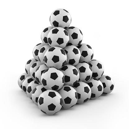 3d render soccer ball group (isolated on white and clipping path)