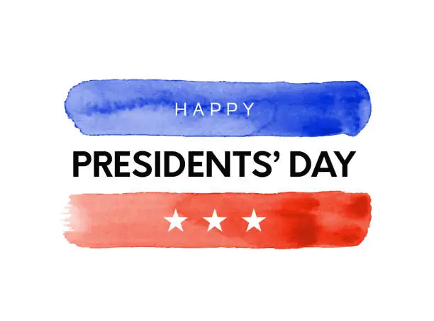 Vector illustration of Presidents Day watercolor design card. Vector