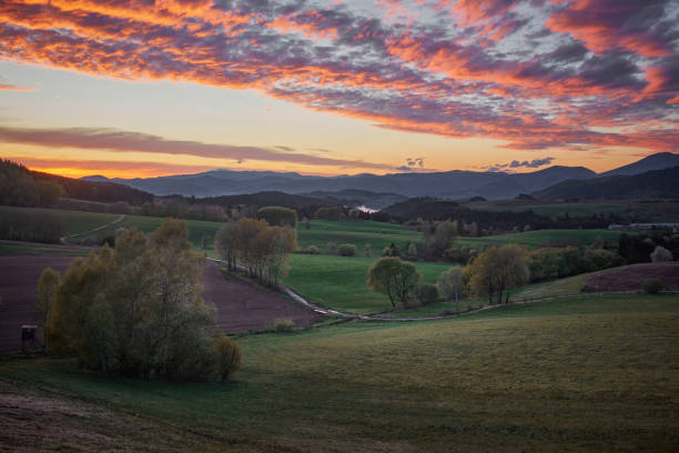 beautiful spring sunset stock photo