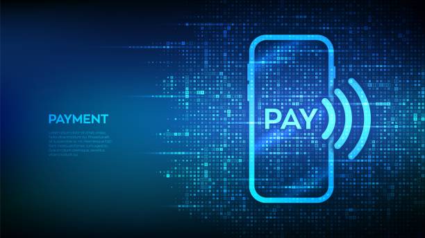 istock Payment with smartphone icon made with currency symbols. Online mobile payment. NFC. Near-field communication. Contactless payment. Background with Dollar, euro, yen, pound icons. Vector illustration. 2005926193