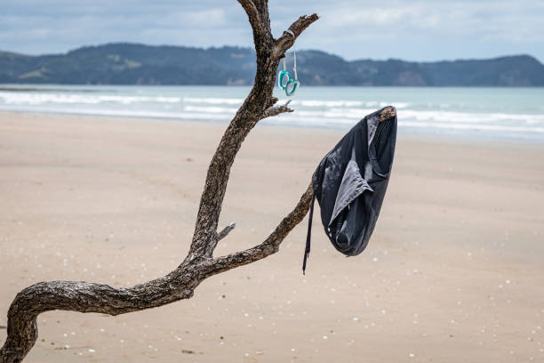 Plastic waste washes up on the beach