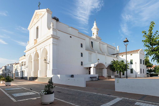 Church in the picturesque town of Sant Lluis on the island of Menorca in Spain.