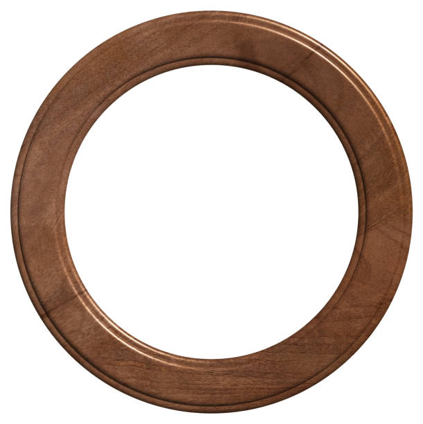 istock Empty oak round frame for photos and painting 2005989603