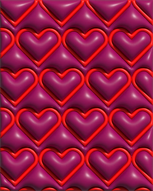 istock Red inflated hearts, 3D rendering illustration 2006000273