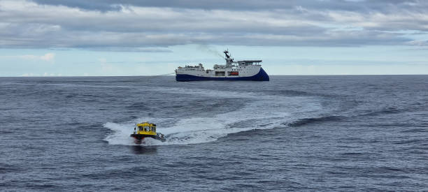 Small Boat work boat deployed from offshore seismic vessel