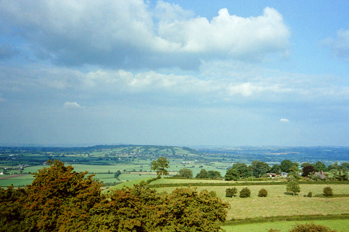 The view from Glastonbury Tor, from old film stock in 1988.