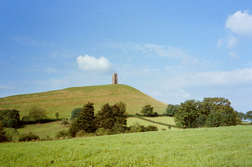 The view from Glastonbury Tor, from old film stock in 1988.