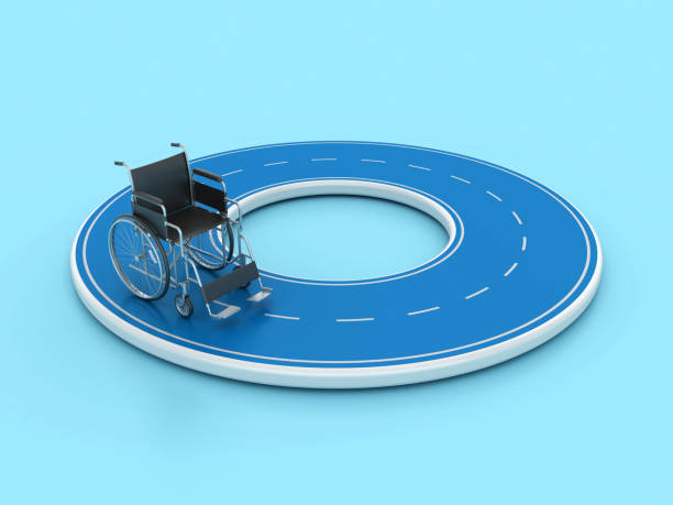 Wheelchair with Circular Road - Color Background - 3D Rendering