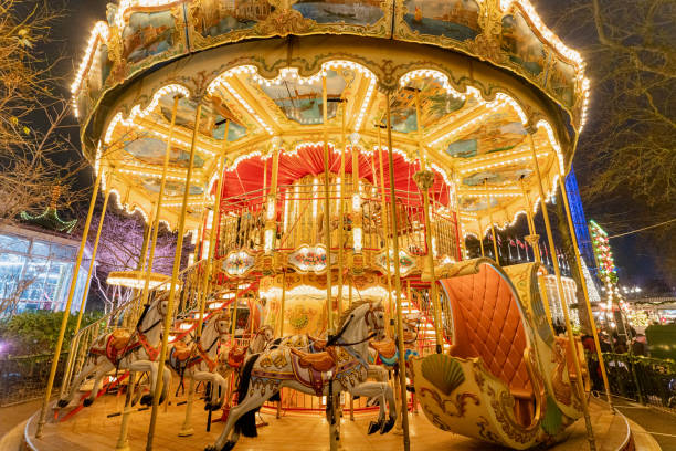 istock Glowing carousel with horses. Overall plan. 2006093993