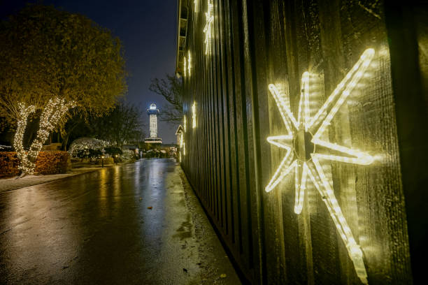 istock Decorated street with lights in the evening. 2006097155