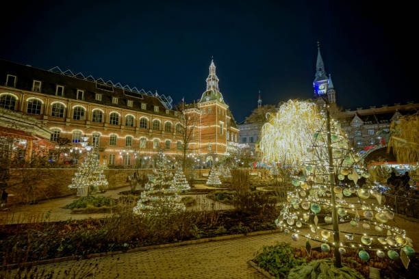 istock Christmas amusement park. Glowing park in the evening. 2006138414