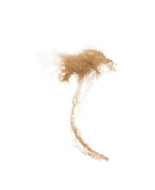 istock Abstract cloud fly. Yellow colored sand splash throwing curve circle in Air. Golden grain wave explode. Fine Sand flying explosion, White background Isolated throwing particle element object 2006161416