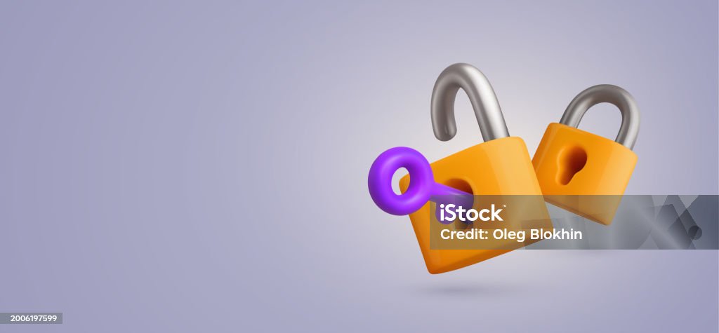 Encryption Yellow Safety Encryption Protection Privacy Data Accesslocked And Unlocked 3d ...