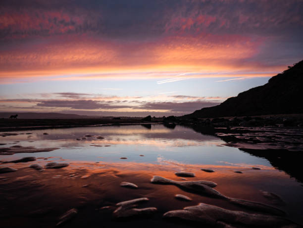 Sunset at Yaverland Beach,  Isle of Wight.  February 2024