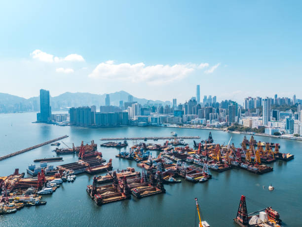 istock Barges parked along the breakwater, Kai Tak, Hong Kong 2006220899
