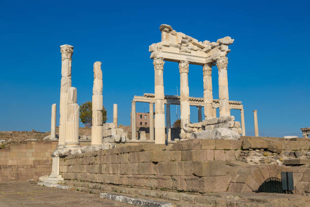 Temple of Trajan in ancient city Pergamon, Bergama, Turkey in a beautiful summer day