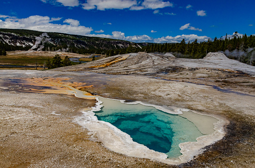 Turquoise Pool in the Midway Geyser Basin of Yellowstone National Park, Wyoming.