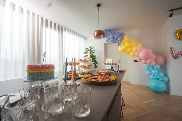 istock Rainbow Cake and Refreshments at Modern Baby Shower 2006415869
