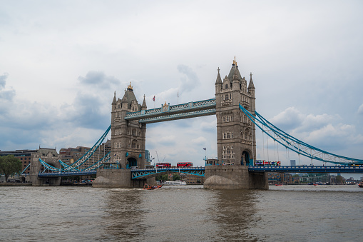 Iconic Tower Bridge connecting Londong with Southwark on the Thames River. High quality photo