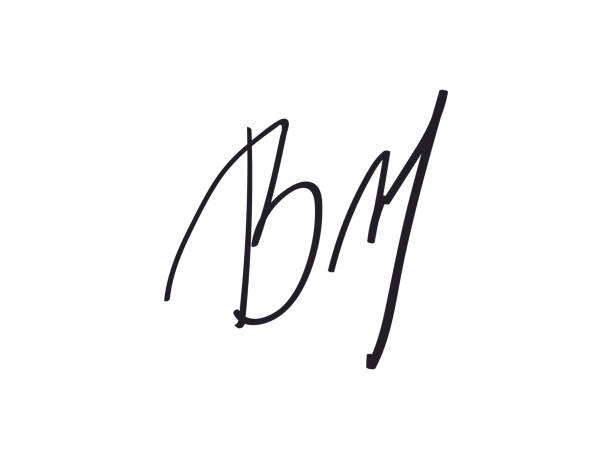 istock Autographs with letter B. Fake hand drawn design. Fictitious Handwritten signature scribble for business certificate or note. Vector doodle isolated illustration. 2006422003