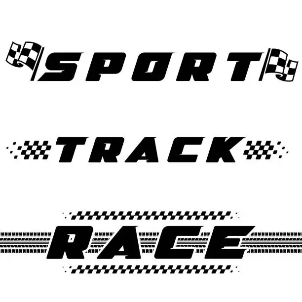 Vector illustration of Sport race text flags