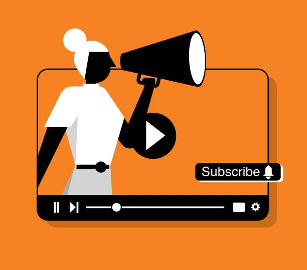 Vector illustration of Video Subscription - Businesswoman