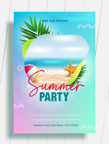 istock Summer party invitation vector poster template. Summer invitation card with beach tropical season background for holiday 2006482126