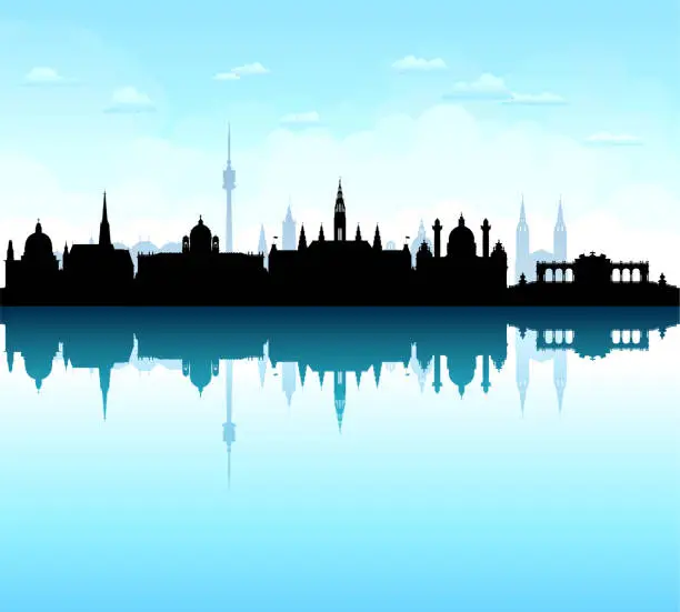 Vector illustration of Vienna Skyline (All Buildings Are Complete and Moveable)