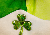 St Patrick's Day: Green Shamrock on Hat Close-Up