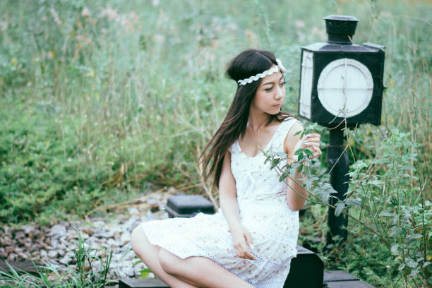 cute woman in white dress