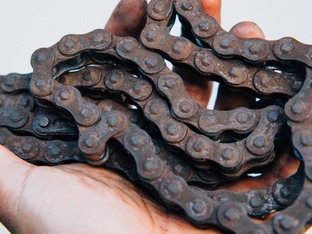 old dirty motorbike chain