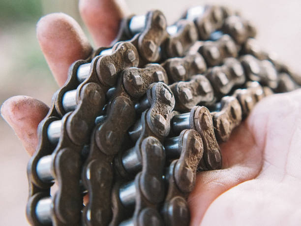 old dirty motorbike chain