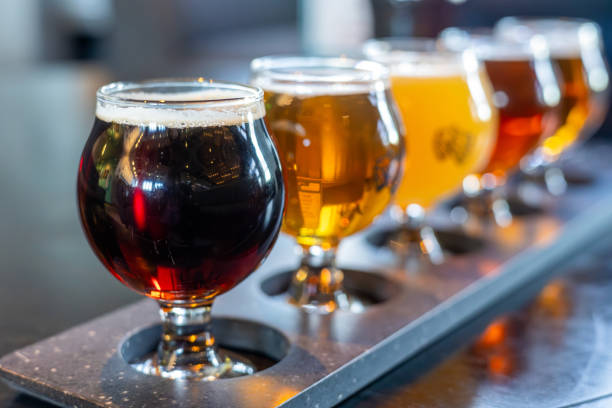 istock Craft beers served together in a sampler tray 2006612129