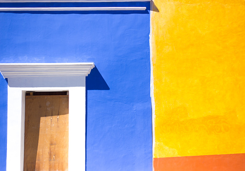 Colored doors in Trestraou beach in Perros-Guirec - Bretagne - France