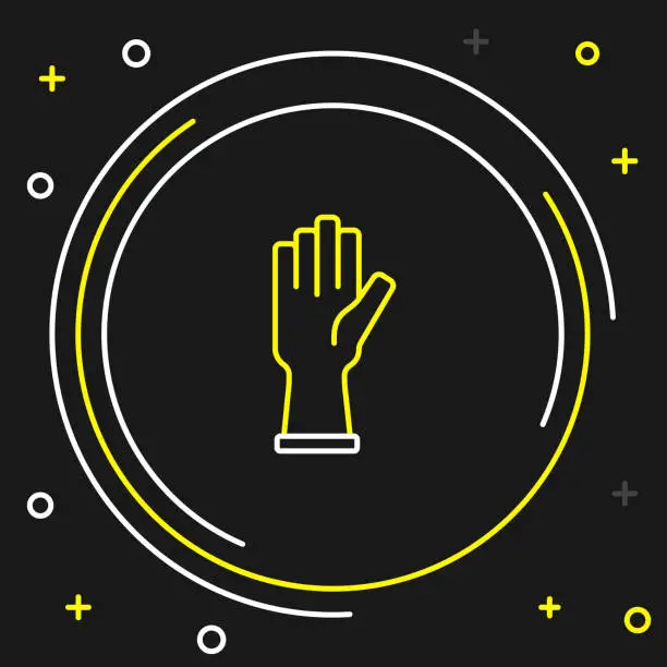 Vector illustration of Line Protective gloves icon isolated on black background. Colorful outline concept. Vector