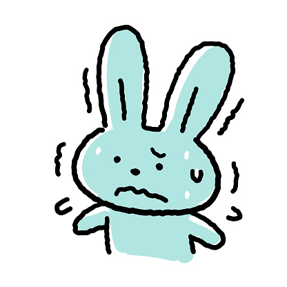 Cute Animal characters vector art illustration.
Cute Rabbit Line Drawing: Fear.