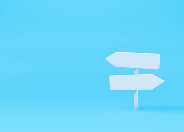 istock White direction sign on a blue background. 3d rendering stock photo 2006697964